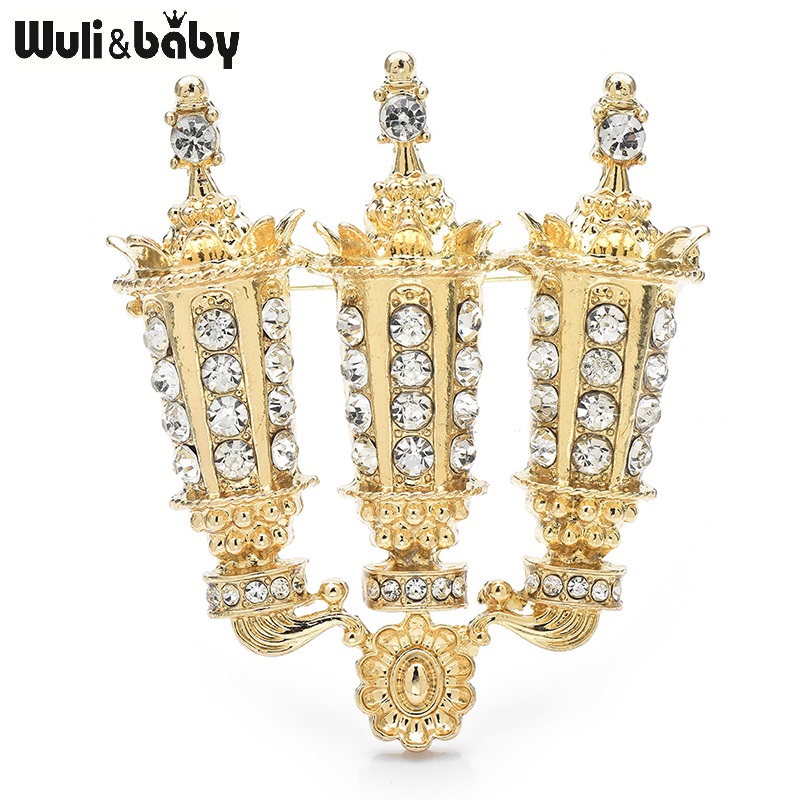 Luxury Candle Supplies Usa - Wuli&baby Luxury Rhinestone Candle Holder Brooches