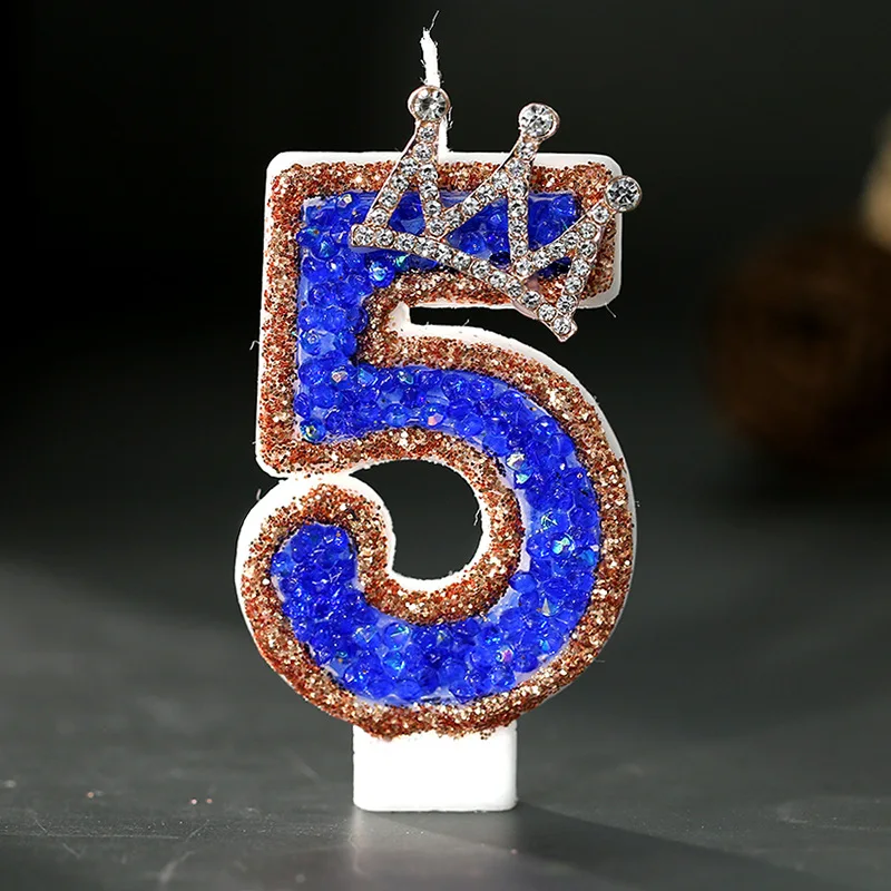 Blue Crown Sparkle Number Birt - Luxury Candle Supplies Usa 评论和价格